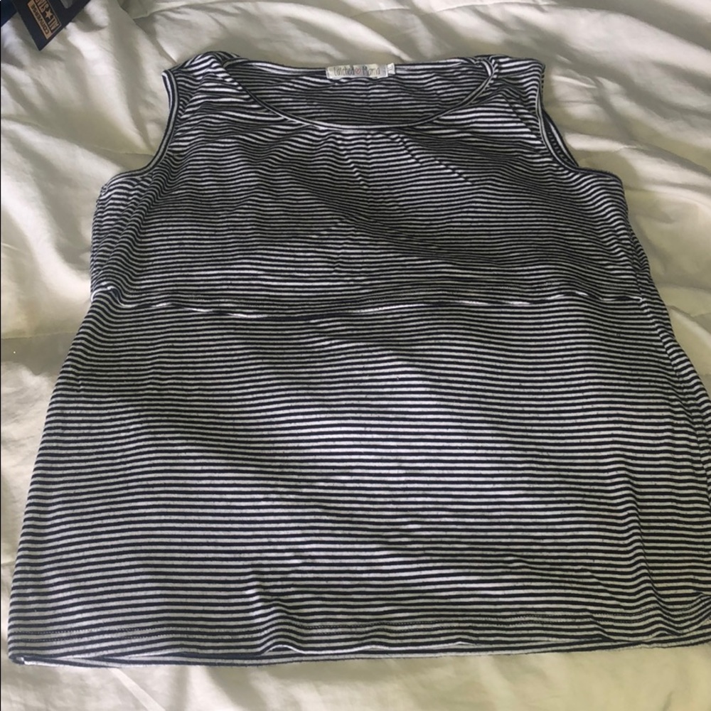 Latched Mama Black & White Striped Nursing Tank XL